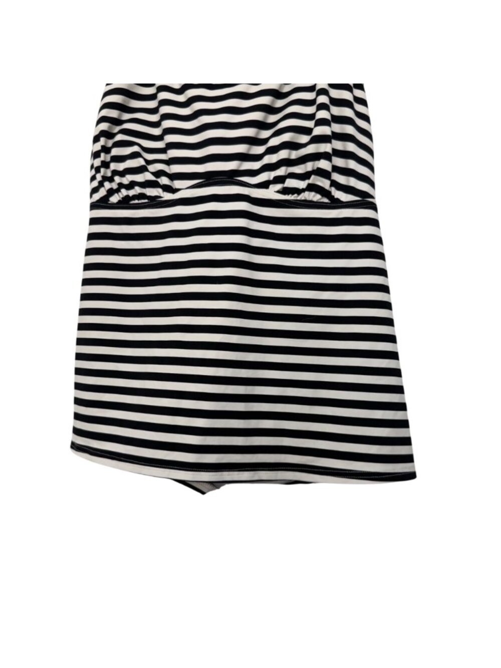 Lands End Women Black White Stripe Tankini Swim Top Size 16 Built-In Bra Support - Picture 9 of 12